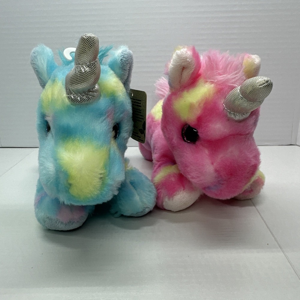 Aurora Mini Flopsie Blueberry Ripple & Jellyroll Pink & Blue Unicorn Plush